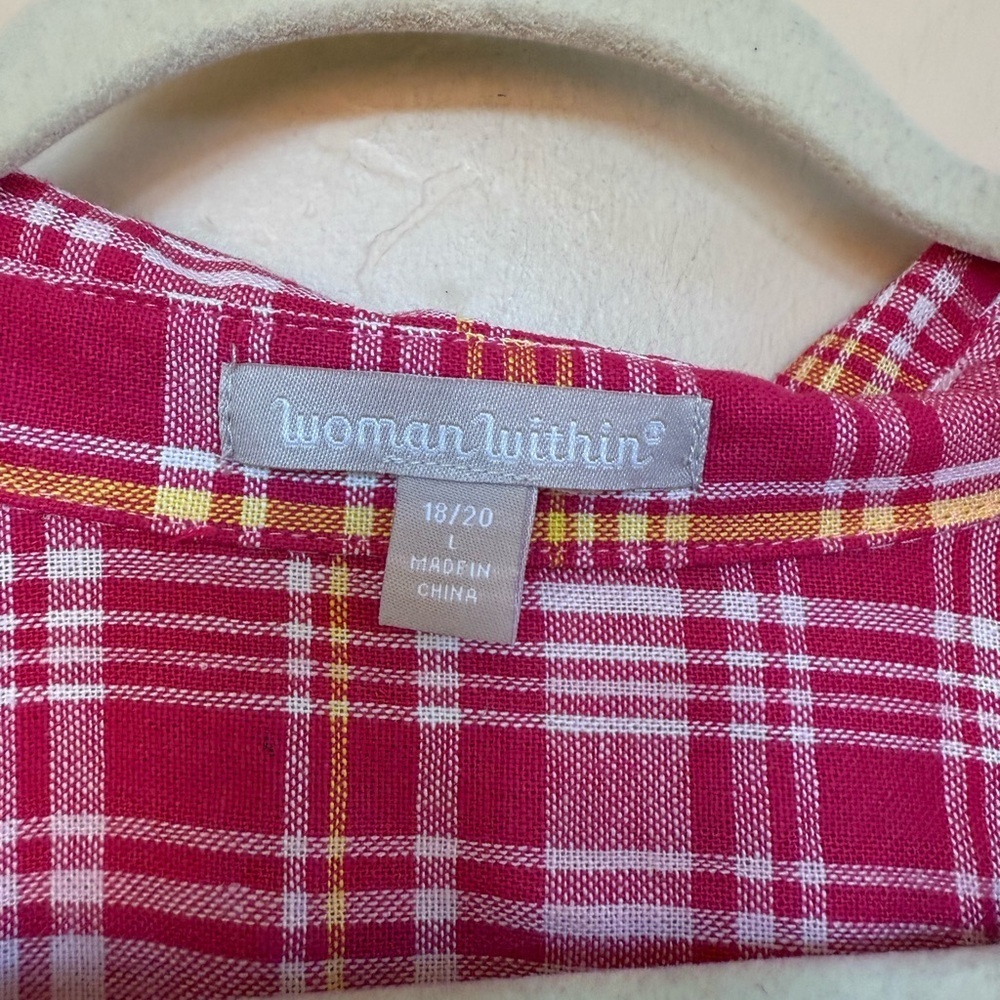 Woman Within Red - Blue Plaid Casual Shirt Set Of 2 Bundle - Picture 5 of 8